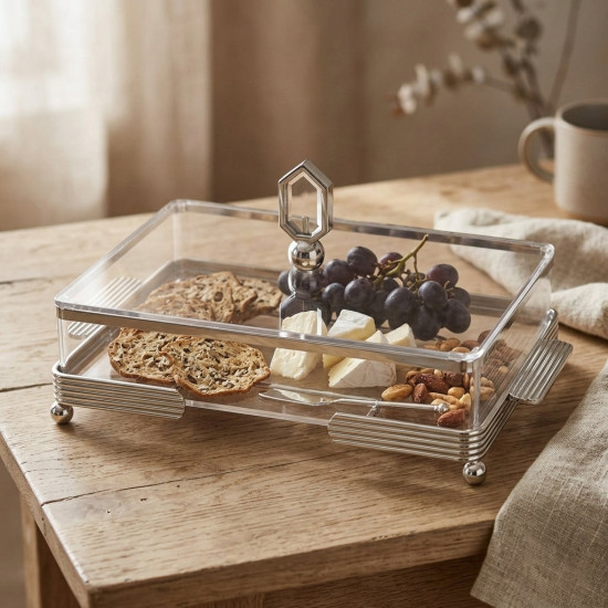 Acrylic & Metal Rectangular Serving Platter Medium